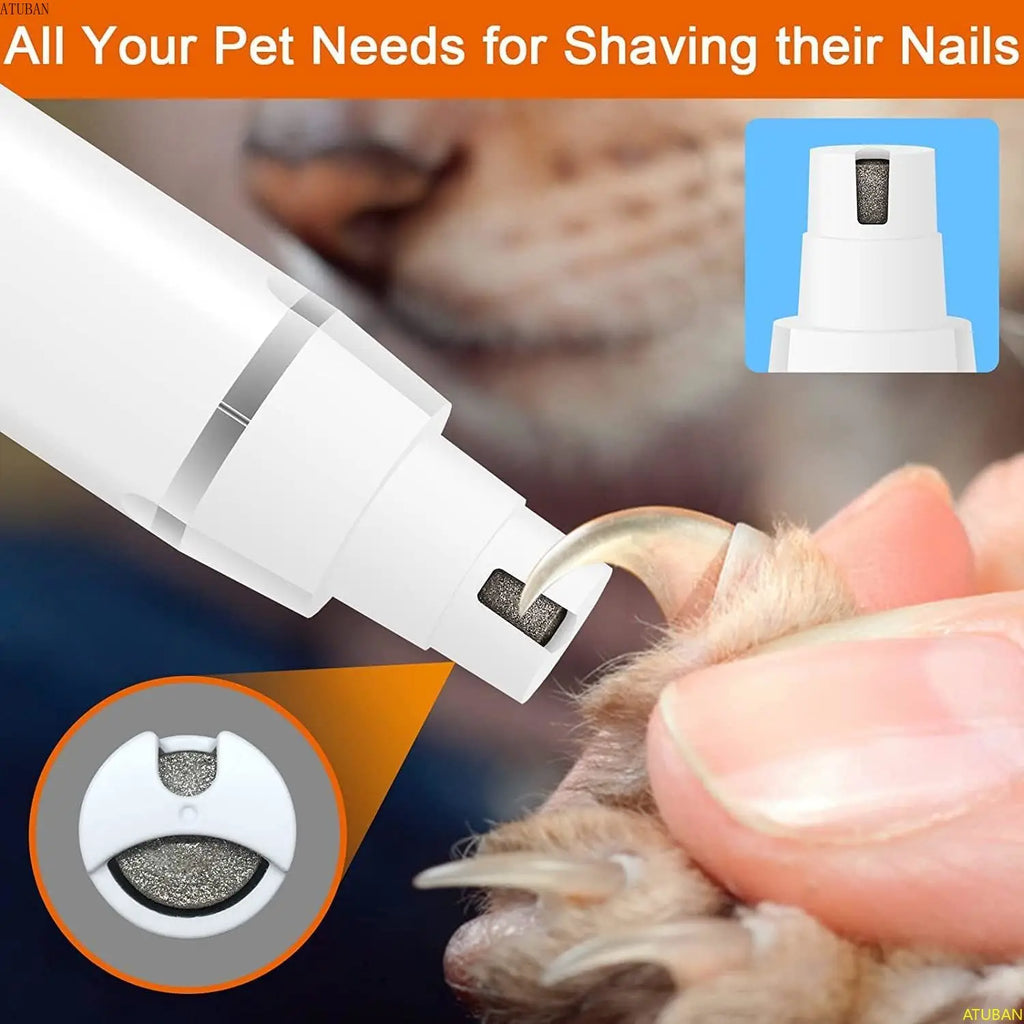 ATUBAN Dog Clippers Grooming Kit Hair Clipper-Low Noise Paw Trimmer-Cordless Quiet Nail Grinder Shaver for Cats and Other Pets