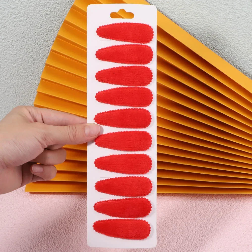 10Pcs/Set Cute Women Solid Plush Snap BB Clip for Girls Hairpin Barrettes Hair Clips Headwear Kids Hair Accessories Wholesale