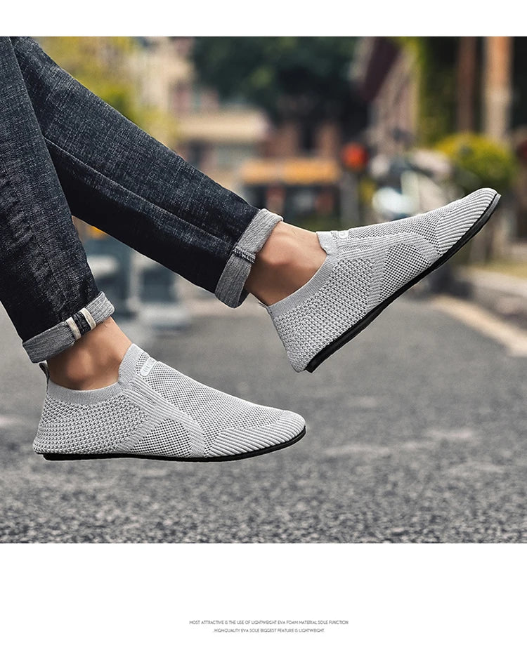 Breathable Men Casual Sneakers Slip-on Lightweight Male Walking Shoes Anti-slip Flexible Couple Loafers Summer Soft Footwear