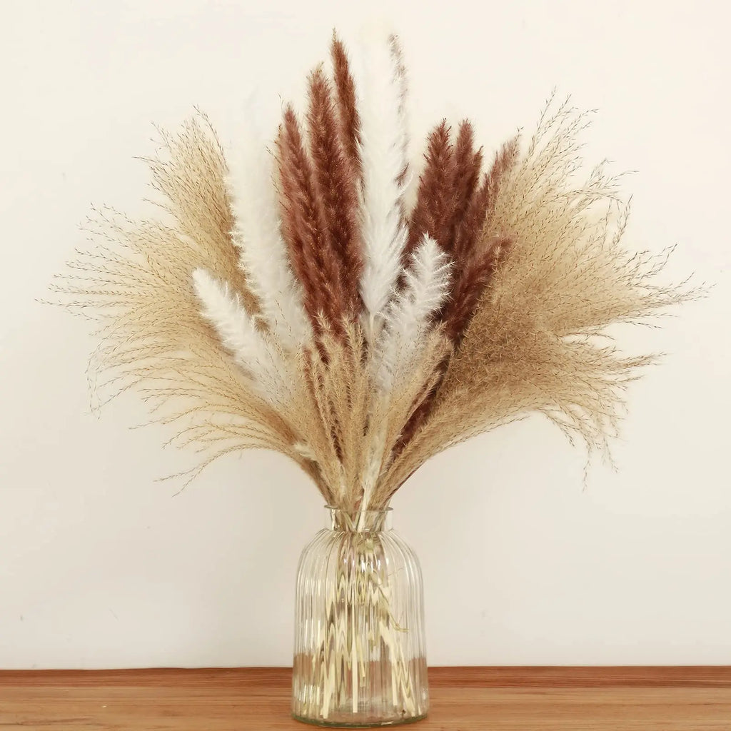 80Pcs Pampas Grass Garden Wedding Decoration Natural Fluffy Dried Flowers Home Vase Decor and Table Accessory Photography Props