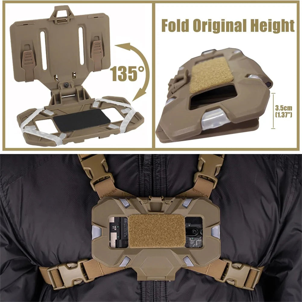 Plate Carrier Phone Mount Vest Phone Holder Foldable MOLLE Navigation Phone Carrier Board For Screen Size 4.7"-6.7"