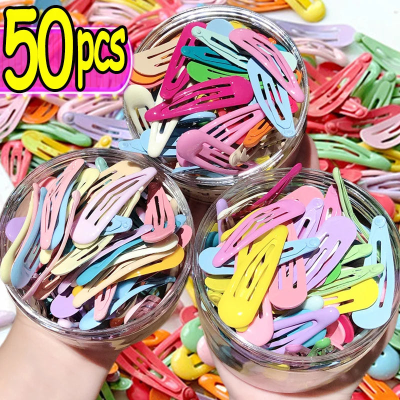 Girls Cute Colorful Waterdrop Shape Hairpins Sweet Hair Clip Kids Barrettes Solid Colors Fashion Bobby Pin Headwear Accessories