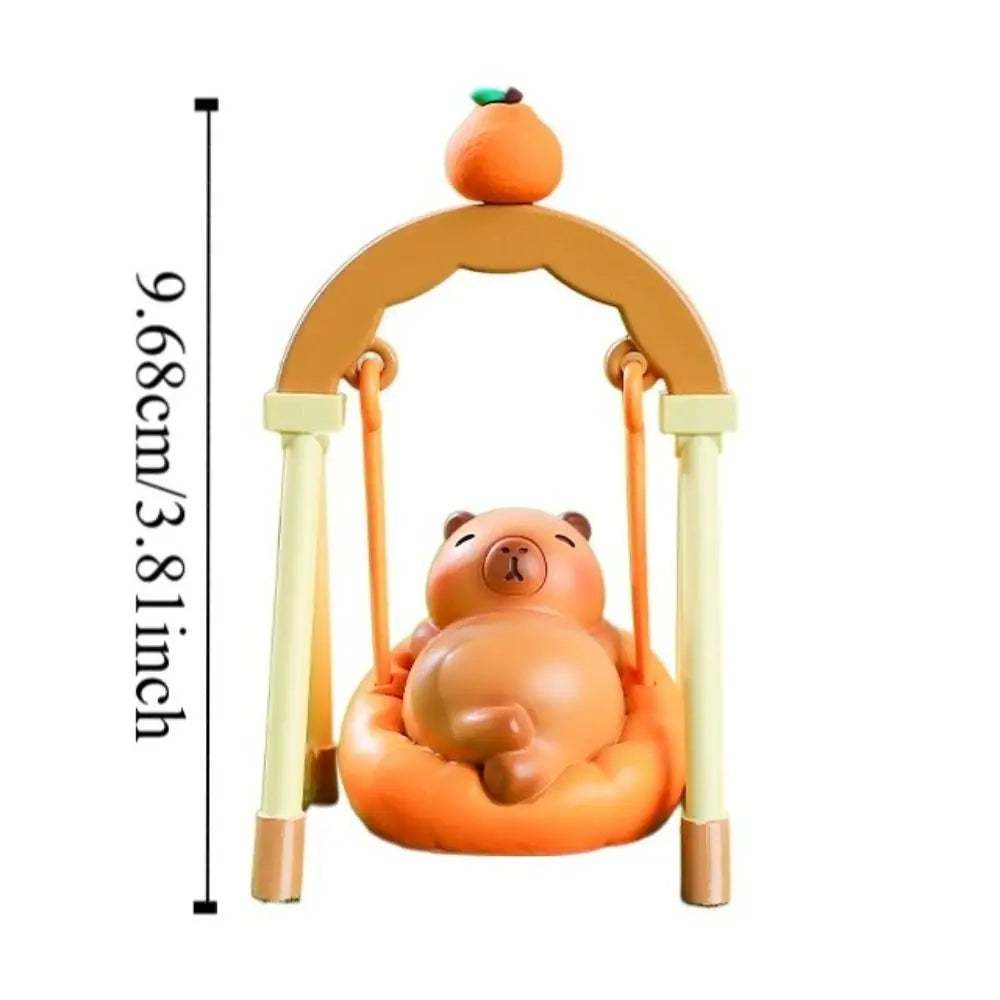 Random Type Capybara Anime Figure Swinging Lying Sitting Capybara Figure Toys Bath Swan Turtle Capybara PVC Model