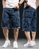 Men's Wide-leg Denim Shorts Multi Pocket 7 Point Work Cargo Jeans Shorts Fat Plus Size Denim Shorts Male