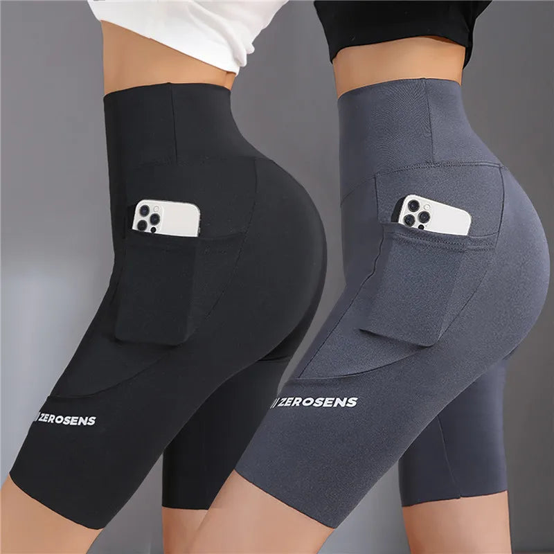 Women Shorts Sports Shorts With Pockets Women New Cycling Jogging Fitness High Waist Push Up Gym Shorts Leggings Yoga Clothing