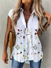 Temperament Short Sleeve Women Shirts Fashion Casual Loose Shirts Women Print Cardigan Tops