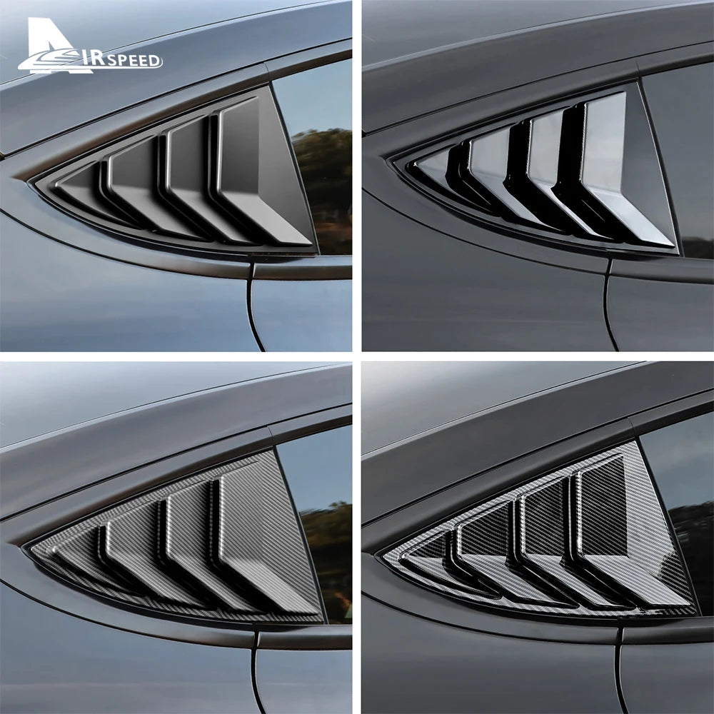 ABS Rear Car Window Shutter Cover For Tesla Model 3 2017-2023 2024 Highland Louver Side Vent Trim Triangle Modified Accessories