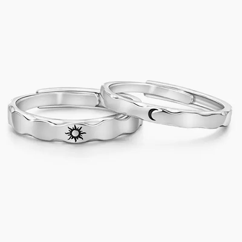 New Sun Moon Couple Rings Open Adjustable Ring Eachother Lover Rings Wedding Jewlery Ring Friends Gift Fit for Most Women Men