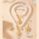 Load image into Gallery viewer, Pearl starfish pendant necklace bracelet earrings elegant and fashionable daily banquet jewelry gift set 2024
