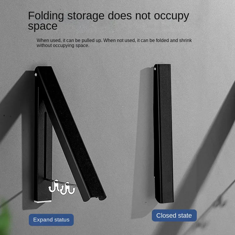 Wall-Mounted Folding Clothes Drying Rod Outdoor Balcony Invisible Hangers Space Aluminum Clothing Rack Home Bathroom Accessories