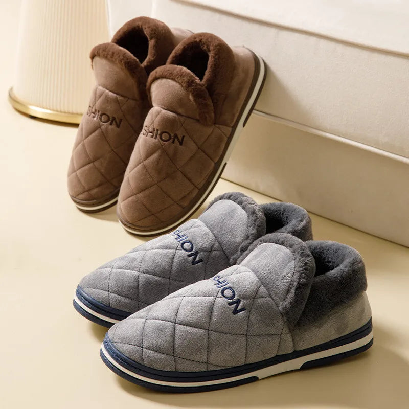 Big Size 47 48 49 50 Men Winter Warm Slippers Waterproof Large Size Home Bedroom Casual Shoes House Indoor Non Slip Slides