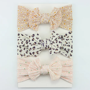 1PCS Knit Baby Bow Headbands Printed Bowknot Headband For Baby Girls Turban Elastic Hairband Kids Headwear Hair Accessories