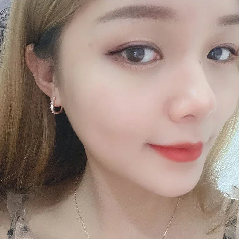 High-quality Silver Plated Crystal Fashion Circle Hoop Earrings for Woman Wedding Party Gift Street Versatile Jewelry Gifts