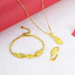 Load image into Gallery viewer, Fashion Vietnam Sand Gold Pixiu Pendant Set Plated 24K Gold Women's Gold ingot Bracelet Ring Jewelry
