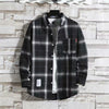 Men's Casual Plaid Shirt Polyester Long Sleeve Lapel Plaid Casual Loose Top Coat Street Retro Korean Fashion Shirt L-5XL