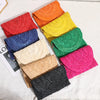 Corn Husk Weave Clutch Bag Women Ladies Fashion Simple Solid Straw Clutch Bag Evening Summer Casual Vacation Large Purse Woman