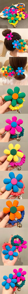 New Korea Exaggerated Sponge Flower Girl Hair Accessories Elastic Hair Bands Rubber Bands Baby Kids Soft Fabric Floral Hair Rope