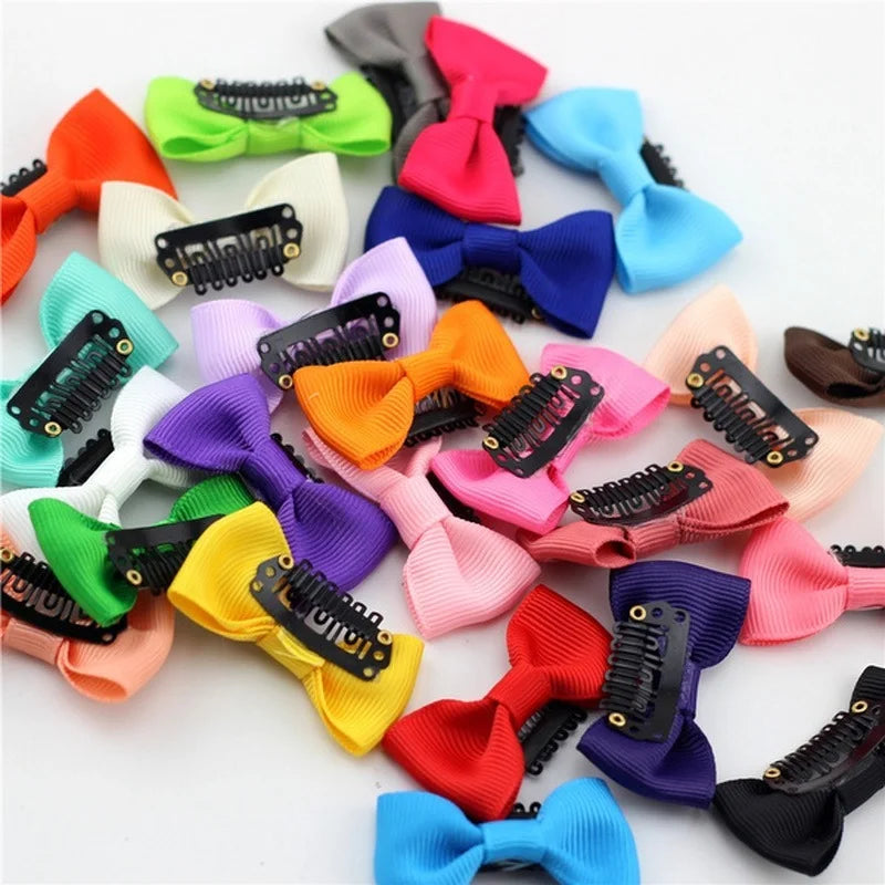 10/20Pcs Candy Color Baby Mini Small Bow Hair Clips Safety Hair Pins Barrettes for Children Girls Kid Hair Accessories Wholesale