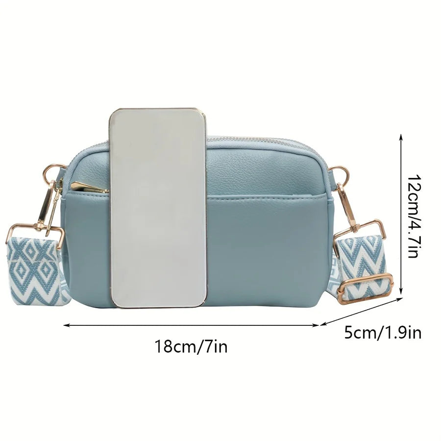 Simple Hundred Versatile PU Crossbody High Fashion Small Square Bag Exquisite Compact Shoulder Bag Patterned Wide Shoulder Strap