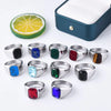 Multiple Color Gemstone Styles Men's/Women High Quality 316LStainless Onyx Square Rings Classic Fashion Trend Jewelry