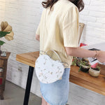 Load image into Gallery viewer, Female Sweet Lace Heart Round Handbags High Quality PU Leather Cross Body Bags for Women Small Fresh Flower Chain Shoulder Bags
