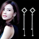 Load image into Gallery viewer, Fanqieliu Original 925 Silver Needle Crystal Zircon Square Long Chain New Jewelry Drop Earrings For Lady FQL23554
