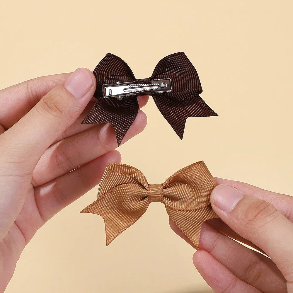 10Pcs/Set Cheer Bow Solid Ribbon Hair Clips Pin for Girl Handmade Bows Hairpin Barrettes Children Headwear Kids Hair Accessories