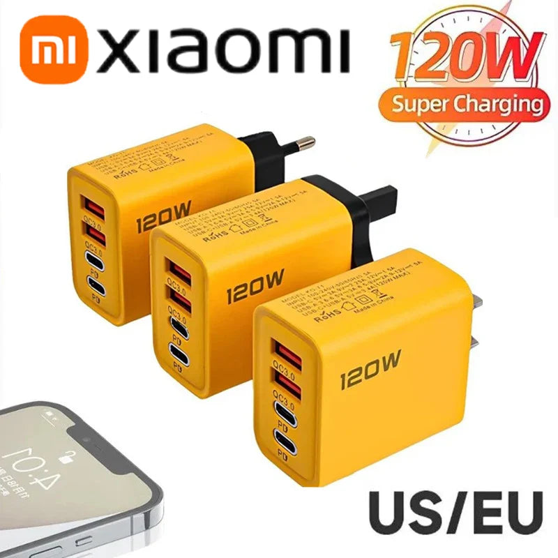 Xiaomi 120W Fast Charger Type-C PD Fast Charging charger Quick Charge USB 3.0 Charger Adapter EU/US For iPhone Samsung Xiaomi