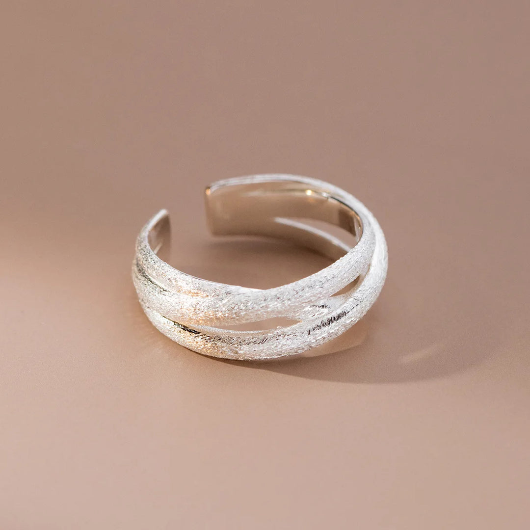 925 Sterling Silver Frosting Overlapping Rings For Women Wedding Luxury Jewelry Wholesale  Jewellery