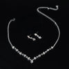 Simple Earrings and Necklace Set Double Heart-shaped Necklace Exquisite Crystal Zircon Pendant Chain Women's Wedding Jewelry