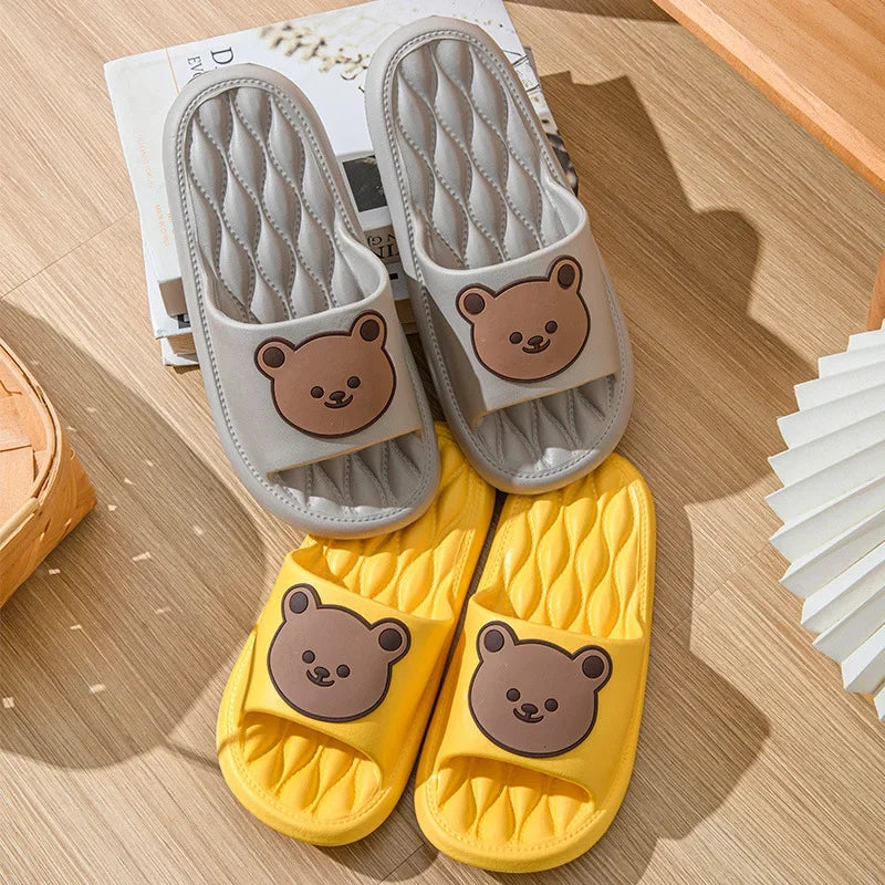 New EVA Trend Cartoon Bear Slippers Couple Home thick sole Slippers Anti slip Bathroom Slippers Casual Women's soft sole Slipper