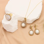 Load image into Gallery viewer, Natural Baroque Pearl Inlaid Water Diamond Women's Jewelry Set Necklace Earrings Ring Ladies Exquisite Jewelry
