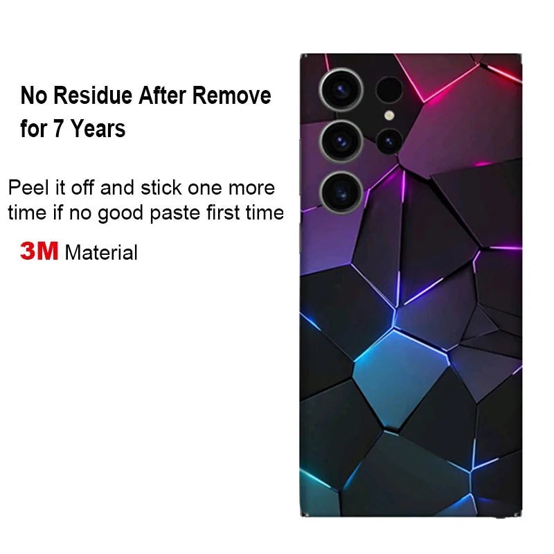 For Samsung Galaxy S24 S23 S22 Ultra Plus Decal Skin Honeycomb Cracked Back Screen Protector Cover Aesthetic Sticker