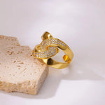Load image into Gallery viewer, Retro Geometric Wrap Cross Rings for Women Stainless Steel Gold Color Adjustable Wedding Couple Ring New Aesthetic Jewelry Gift
