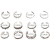 12pcs Summer Toe Rings For Women Outdoor Beach Vacation Open Adjustable Metal Women's Foot Ring Heart Foot Ring Set