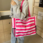 Load image into Gallery viewer, Korean Ins Style Art Contrast Waterproof Canvas Tote Bag Large Capacity Shoulder Lazy Shopping Beach Bag bolsas para mujeres
