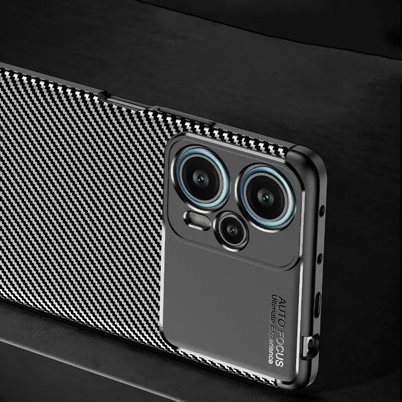 For Poco F5 Case Cover For Xiaomi Poco F5 Coque Shell Fundas Luxury Business Soft Carbon Fiber Protective Phone Case Poco F5