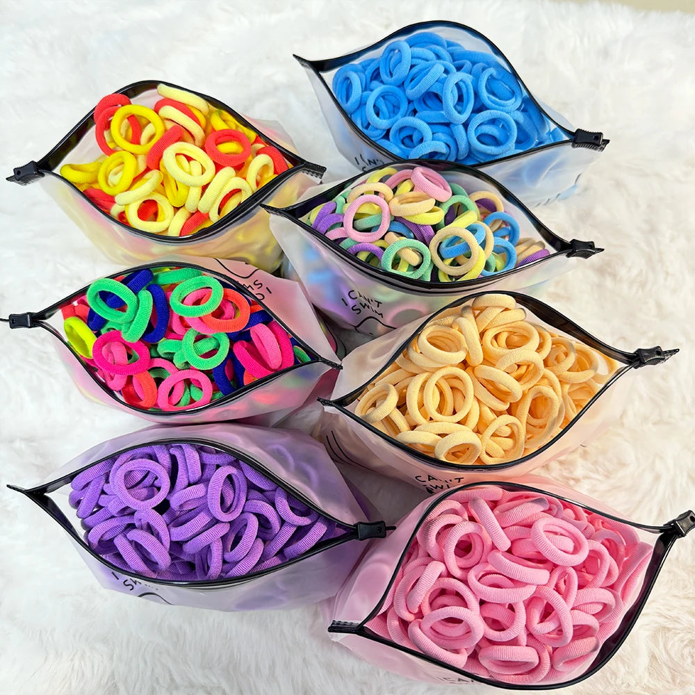 50/100/300Pcs Ealstic Basic Nylon Hair Ties for Girls Ponytail Hold Scrunchie Rubber Band Kid Fashion Hair Band Accessories