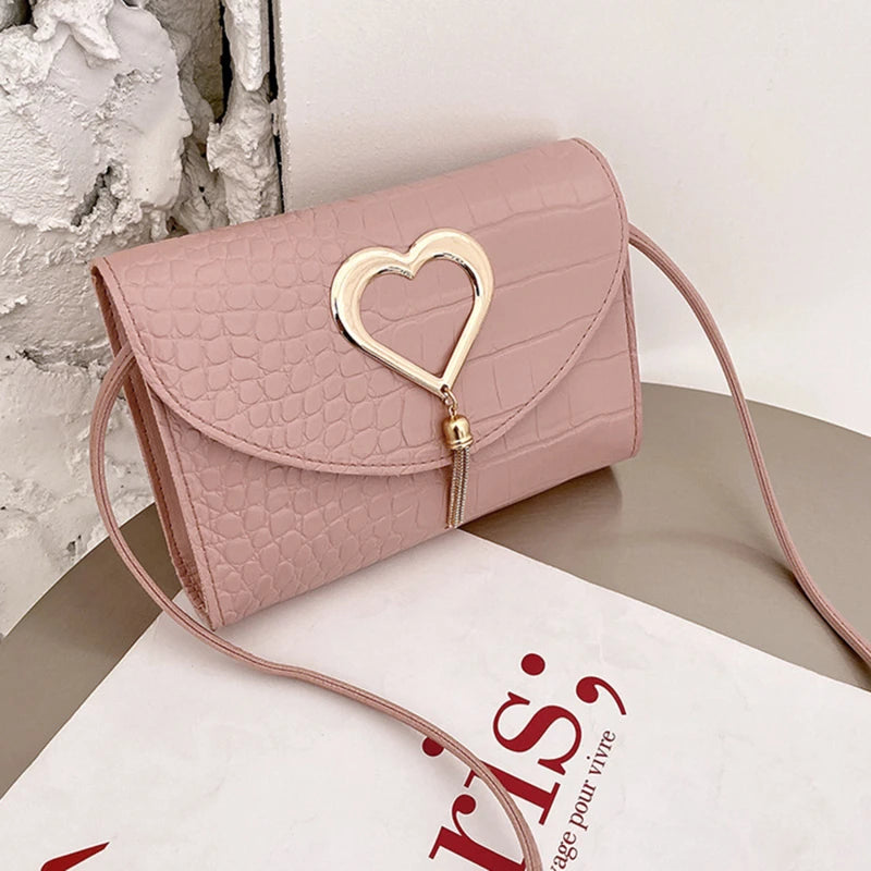 Korean Version Single Shoulder Crossbody Bag Of women's Love Metal Tassel Fashionable And Versatile Party Work Small Square Bags