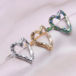 Load image into Gallery viewer, 1pcs Metal Heart-Shaped Ring Open Adjustable Sweet Romance Finger Jewelry Stainless Steel Rings For Women Men Accessories Anillo
