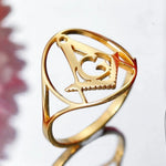 Load image into Gallery viewer, Dawapara Masonic Ring for Men Mason Ring Masonic Freemason Symbol Ring Vintage Retro Religious Amulet Stainless Steel Jewelry
