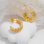Load image into Gallery viewer, C-shaped Starry Earrings for Women, Exquisite Surface Wrinkle Treatment Technology, Stainless Steel Material Jewelry
