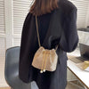 Women Luxury Shoulder Bag Solid Color Rhinestone Glittering Satchel Bag Drawstring Shinny Sling Purse Dinner Party Bag