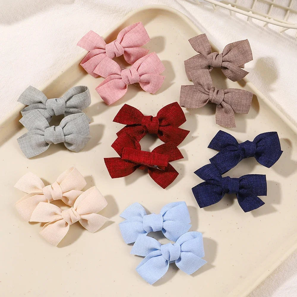 10pcs/set Girls Princess Solid Hairpins Hair Bows Nylon Safe Hair Clip Barrettes for Infants Toddlers Kids Baby Hair Accessories