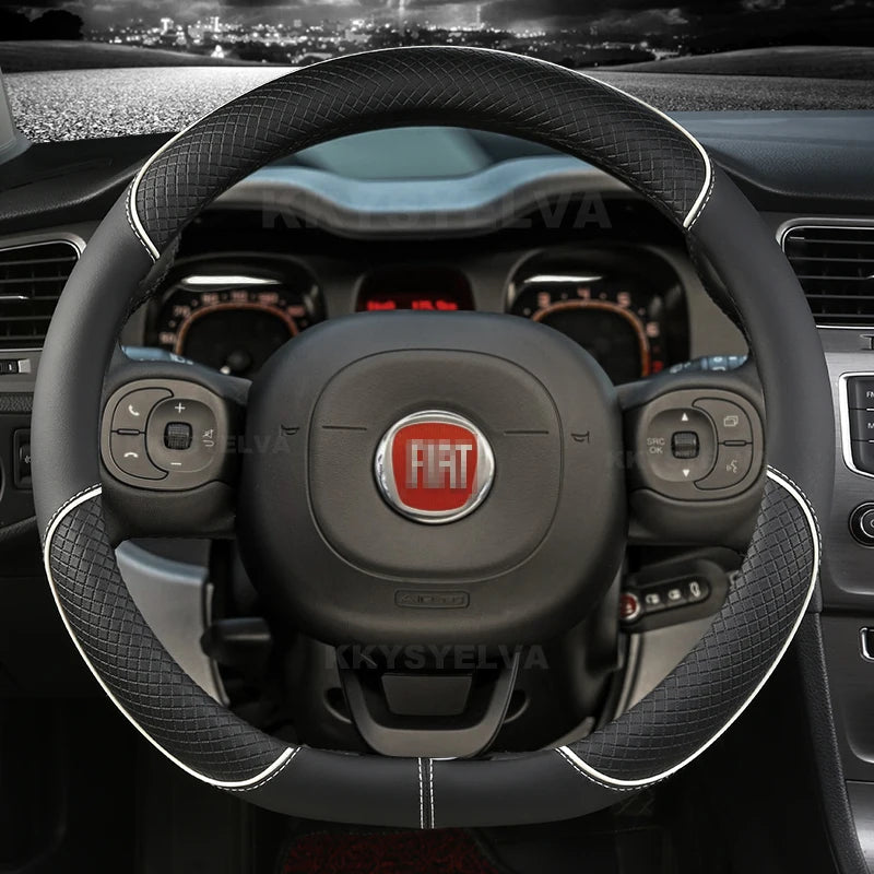 Microfiber Leather Car Steering Wheel Cover For Fiat Panda 2013 2015 2017 2019 2020 2021 2022 Auto Accessories