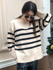 Ladies Striped Knitted Basic Thick Loose Winter Sweater Women Warm Pullover Tops Casual Streetwear Women Sweater Female Jumper