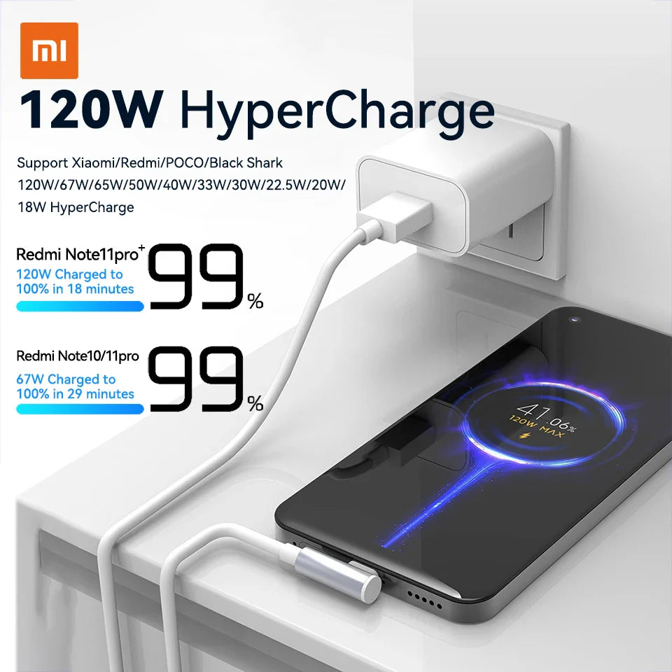 Original Xiaomi 120W 6A USB Type C Cable 90 Degree Elbow L Sharpe Angle Super Fast Hyper Charger Mi 12 11 Redmi Note 10 POCO X4