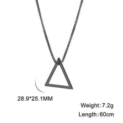 Dreamtimes Inverted Triangle Pendant Necklace Geometric Stainless Steel Chain Streetwear Hip hop Guy Jewelry For Men Necklace