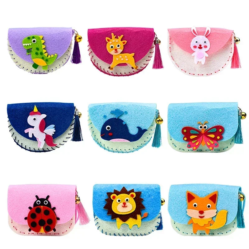 DIY Cute Cartoon Children's Handmade Non-woven Crossbody Bag Craft Kits Weaving Messenger Shoulder Handbag Coin Purse Bag