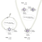 Load image into Gallery viewer, Luxury Purple Crystal Planet Heart Earrings Bracelet Necklace Set For Women Exquisite Imitation Pearl Wedding Bride Jewelry
